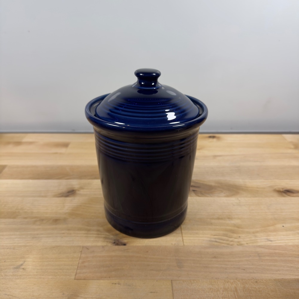 Fiesta Cobalt Blue Small 1 Quart Canister with Lid 571105 Ceramic Jar USA